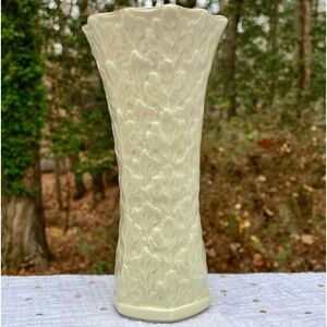 Lenox vintage cream colored vase with gold rim. Raised leaf pattern (Woodland)?